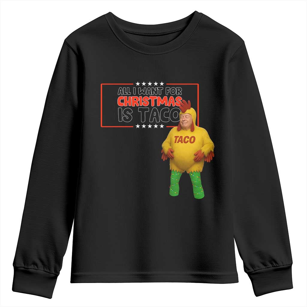 Funny Taco Trump Mexican Youth Sweatshirt All I Want For Christmas Is Taco TS14 Black Print Your Wear