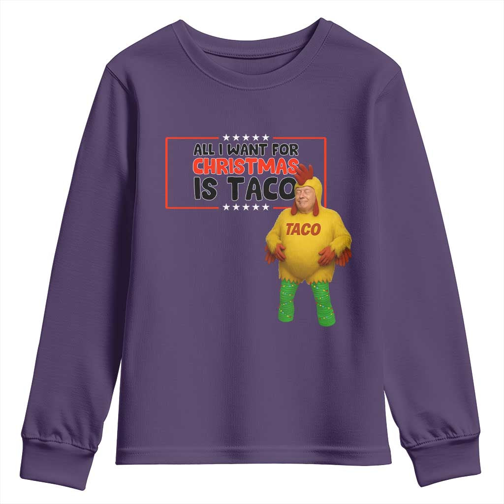 Funny Taco Trump Mexican Youth Sweatshirt All I Want For Christmas Is Taco TS14 Purple Print Your Wear
