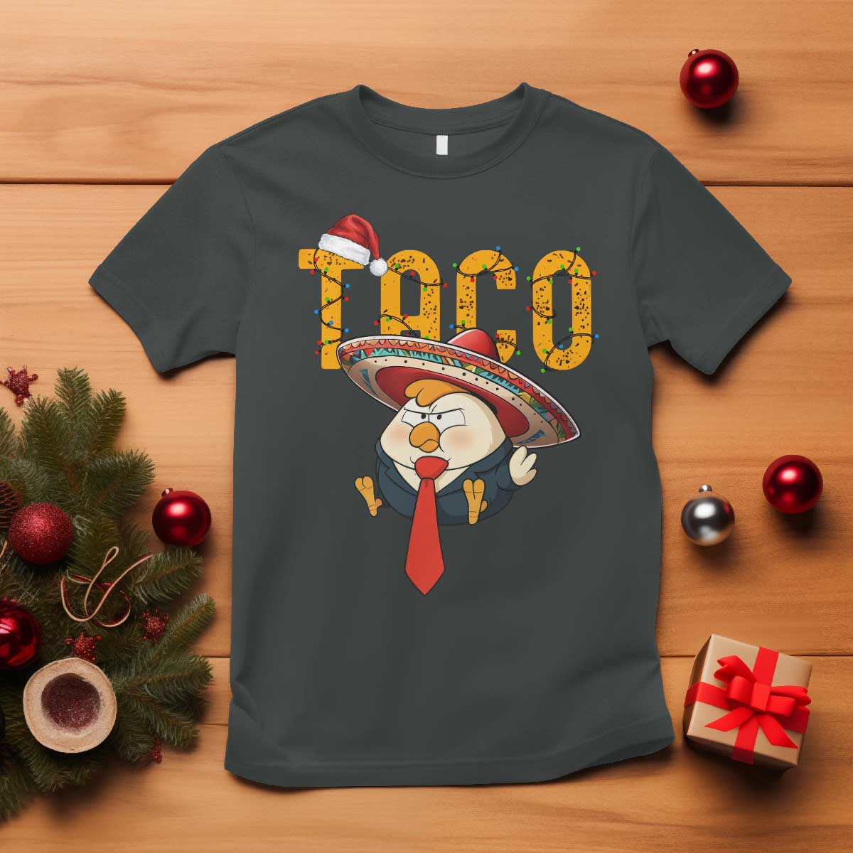 Funny Taco Trump Mexican Christmas T Shirt TS14 Dark Heather Print Your Wear
