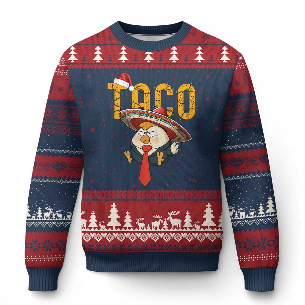 Funny Taco Trump Mexican Xmas Ugly Christmas Sweater TS14 Navy Red Print Your Wear