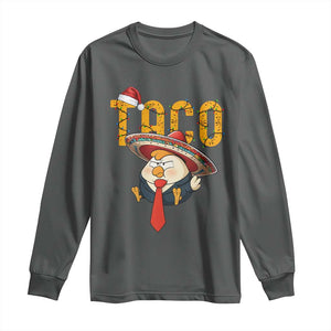 Funny Taco Trump Mexican Christmas Long Sleeve Shirt TS14 Dark Heather Print Your Wear