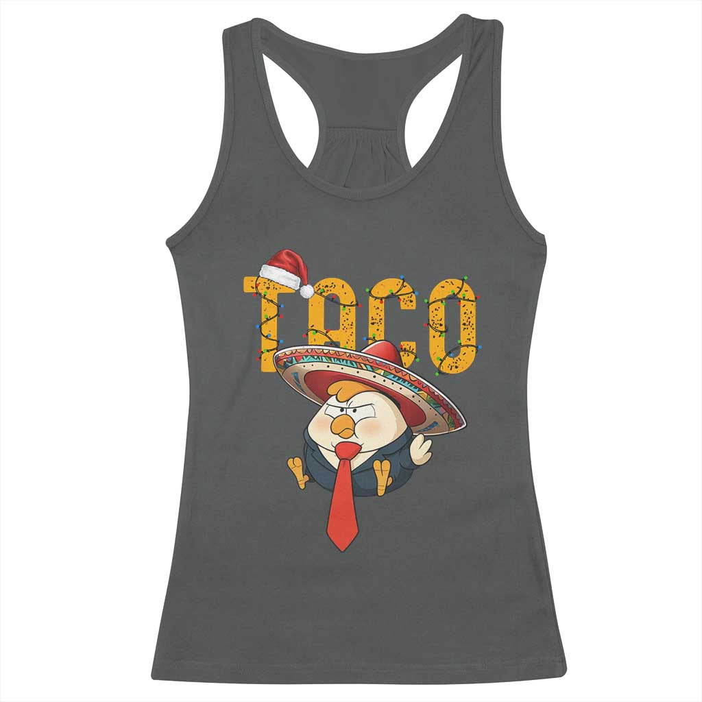 Funny Taco Trump Mexican Christmas Racerback Tank Top TS14 Dark Heather Print Your Wear