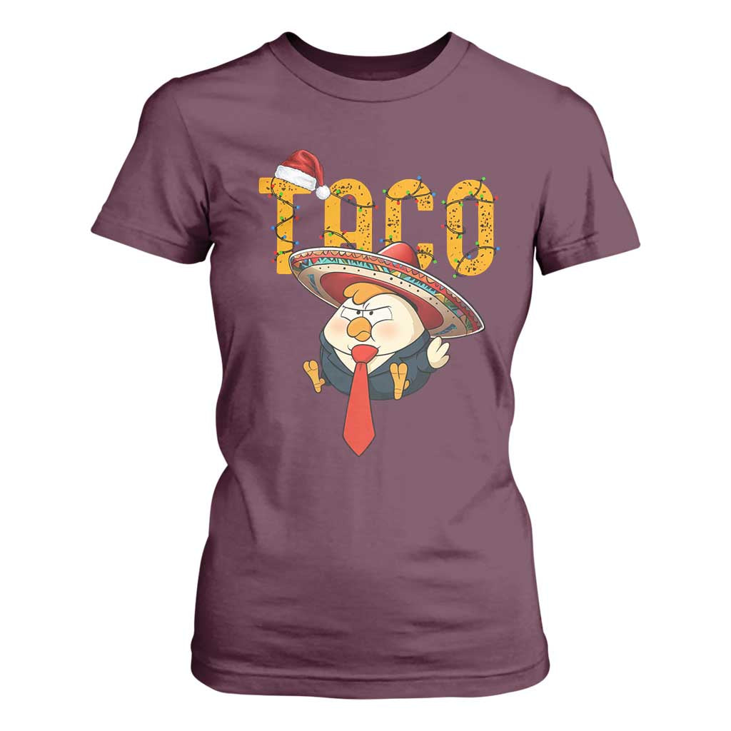 Funny Taco Trump Mexican Christmas T Shirt For Women TS14 Maroon Print Your Wear
