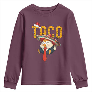 Funny Taco Trump Mexican Christmas Youth Sweatshirt TS14 Maroon Print Your Wear