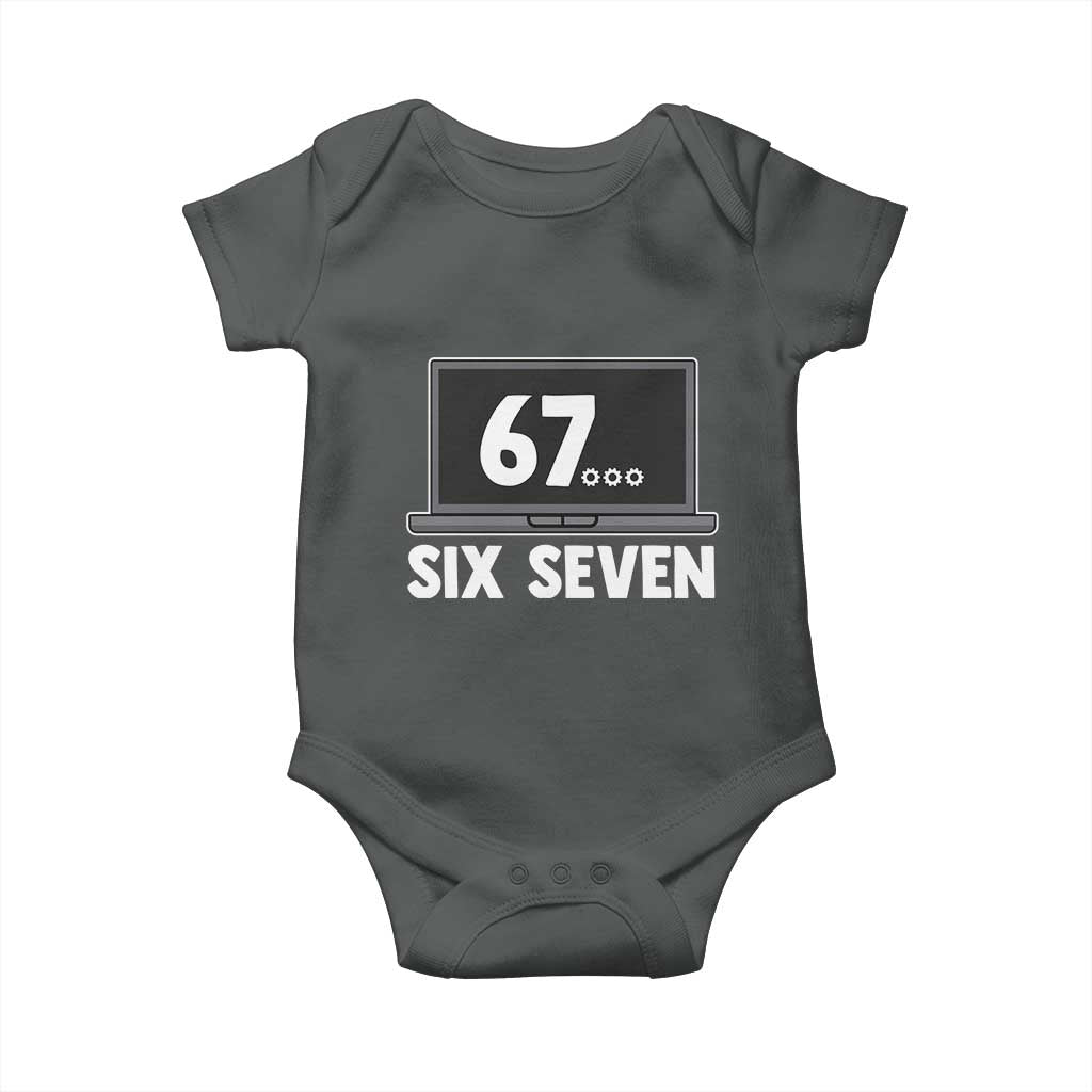 67 Six Seven Meme Baby Onesie Funny Tech Support TS14 Dark Heather Print Your Wear