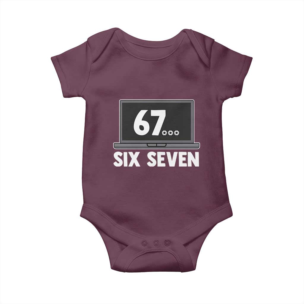 67 Six Seven Meme Baby Onesie Funny Tech Support TS14 Maroon Print Your Wear