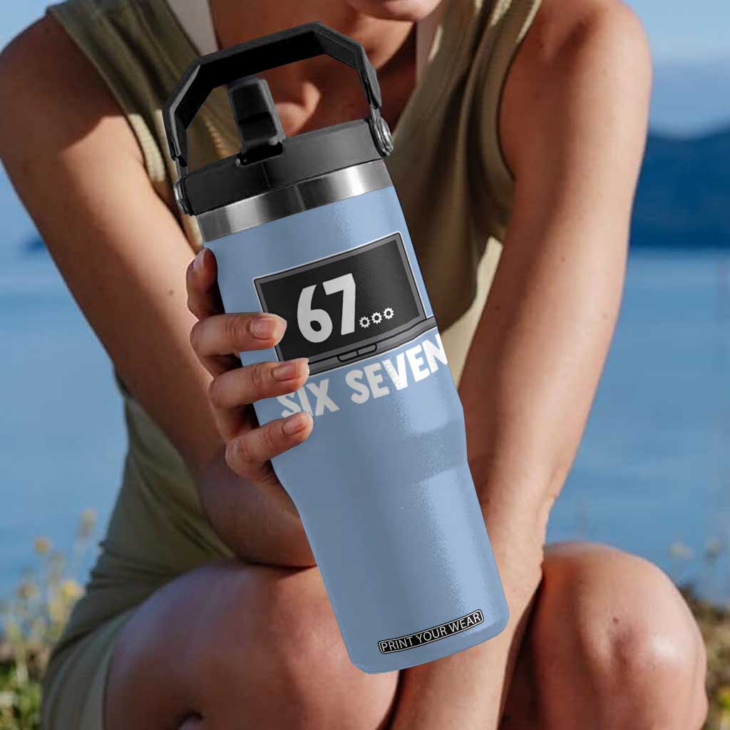 67 Six Seven Meme Flip Straw Tumbler Funny Tech Support TS14 One Size: 30 oz Light Blue Print Your Wear