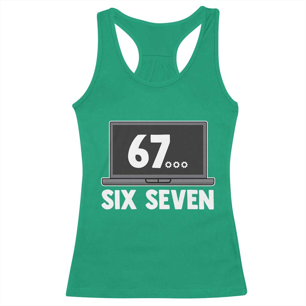 67 Six Seven Meme Racerback Tank Top Funny Tech Support TS14 Irish Green Print Your Wear
