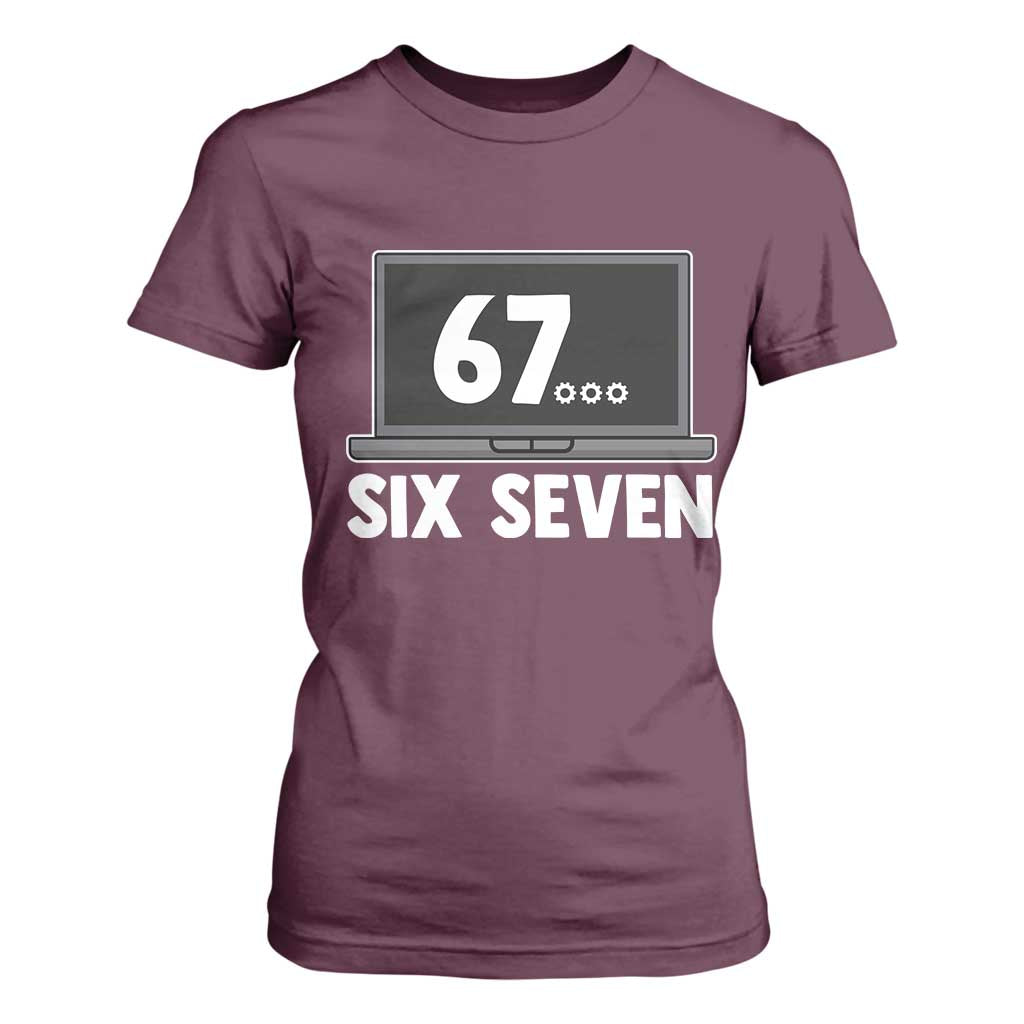 67 Six Seven Meme T Shirt For Women Funny Tech Support TS14 Maroon Print Your Wear