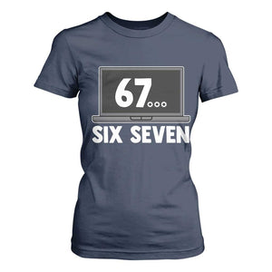 67 Six Seven Meme T Shirt For Women Funny Tech Support TS14 Navy Print Your Wear