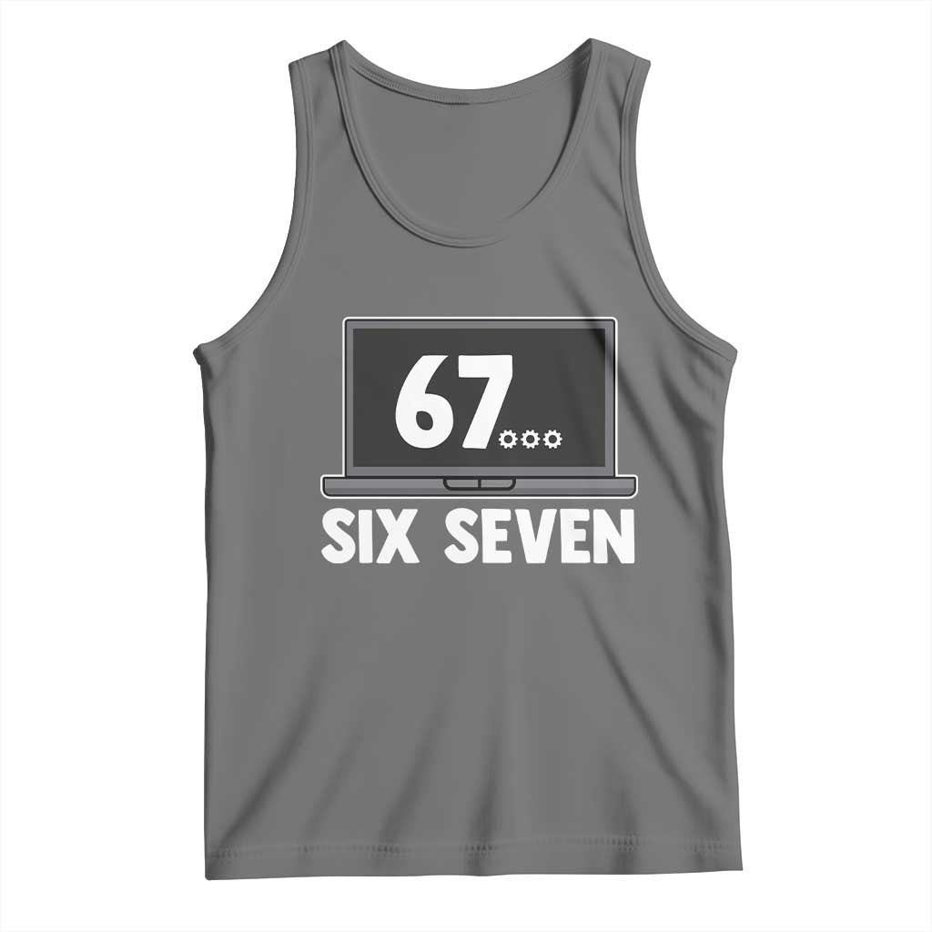 67 Six Seven Meme Tank Top Funny Tech Support TS14 Black Heather Print Your Wear