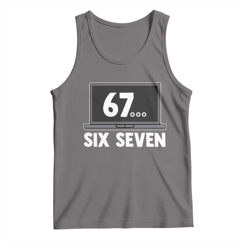 67 Six Seven Meme Tank Top Funny Tech Support TS14 Deep Heather Print Your Wear