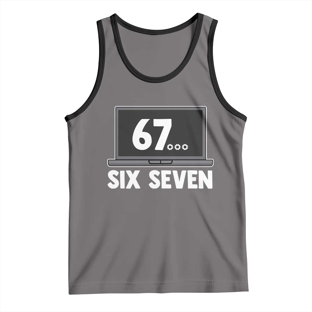 67 Six Seven Meme Tank Top Funny Tech Support TS14 Deep Heather Black Print Your Wear