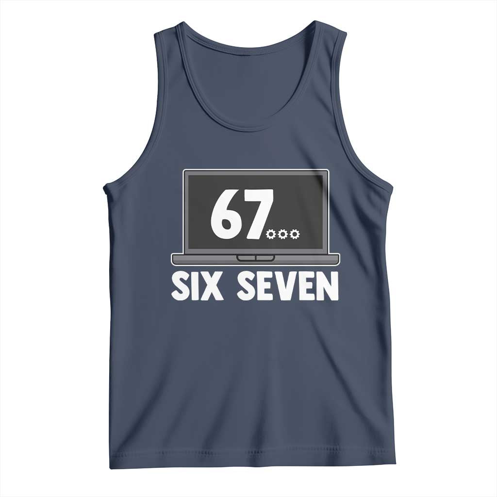 67 Six Seven Meme Tank Top Funny Tech Support TS14 Navy Print Your Wear