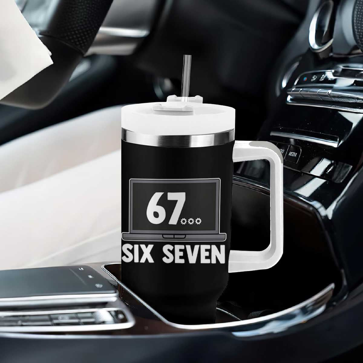 67 Six Seven Meme Tumbler With Handle Funny Tech Support TS14 Print Your Wear