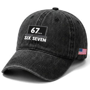 67 Six Seven Meme Washed Cotton Baseball Cap Funny Tech Support TS14 Print Your Wear
