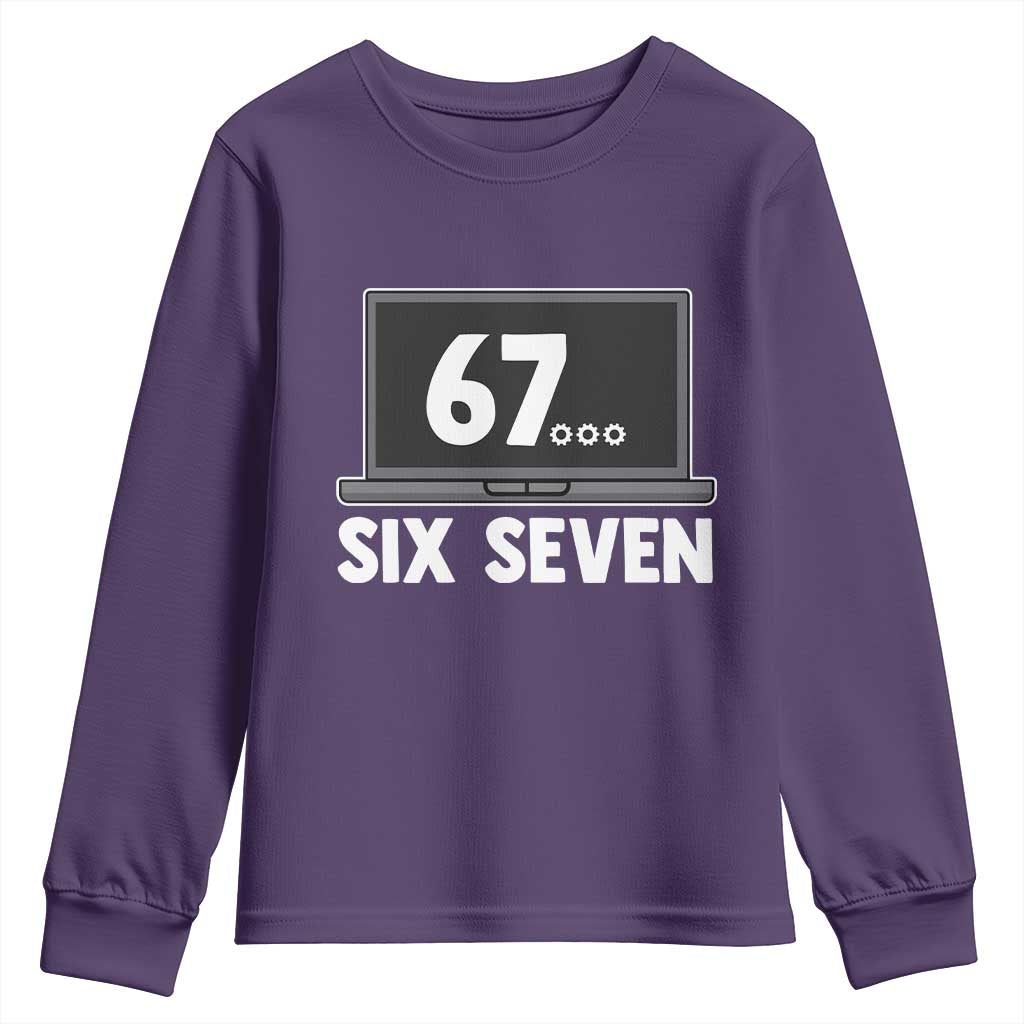 67 Six Seven Meme Youth Sweatshirt Funny Tech Support TS14 Purple Print Your Wear
