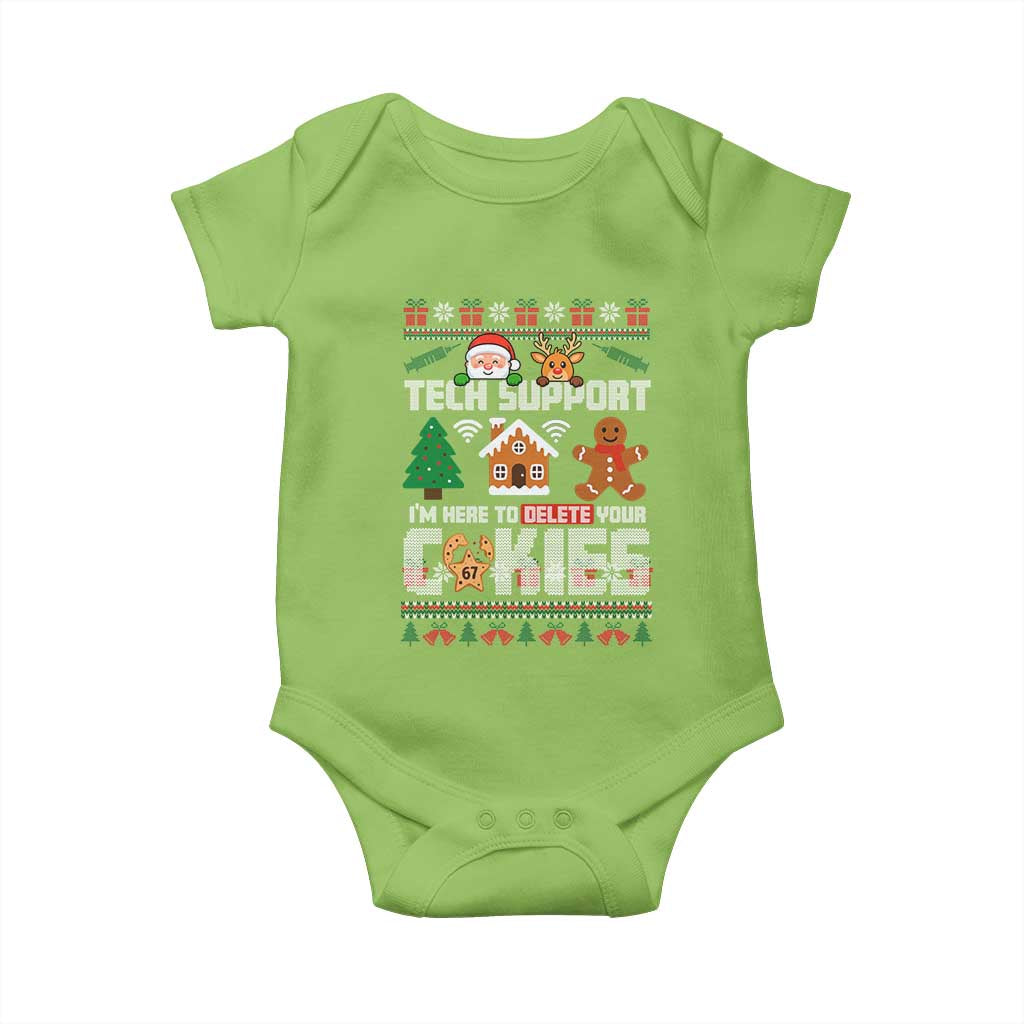 Funny Tech Support Christmas Baby Onesie I Am Here To Delete Your Cookies TS14 Lime Print Your Wear