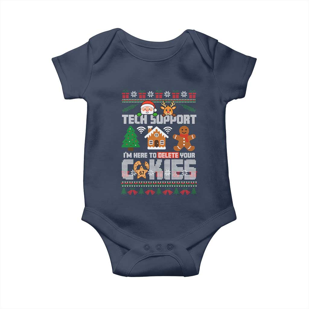 Funny Tech Support Christmas Baby Onesie I Am Here To Delete Your Cookies TS14 Navy Print Your Wear
