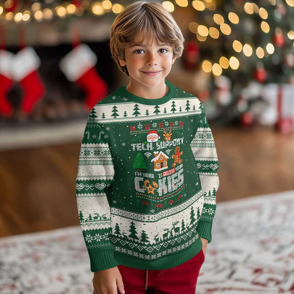 Funny Tech Support Xmas Ugly Christmas Sweater I Am Here To Delete Your Cookies TS14 Forest Green Beige Print Your Wear