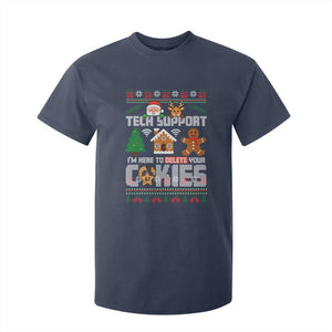 Funny Tech Support Christmas T Shirt For Kid I Am Here To Delete Your Cookies TS14 Navy Print Your Wear