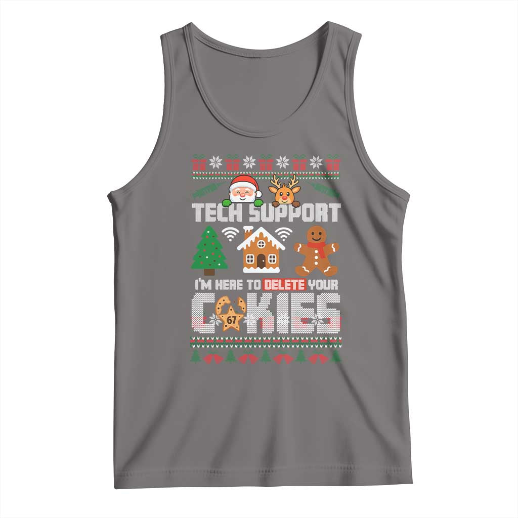 Funny Tech Support Christmas Tank Top I Am Here To Delete Your Cookies TS14 Deep Heather Print Your Wear