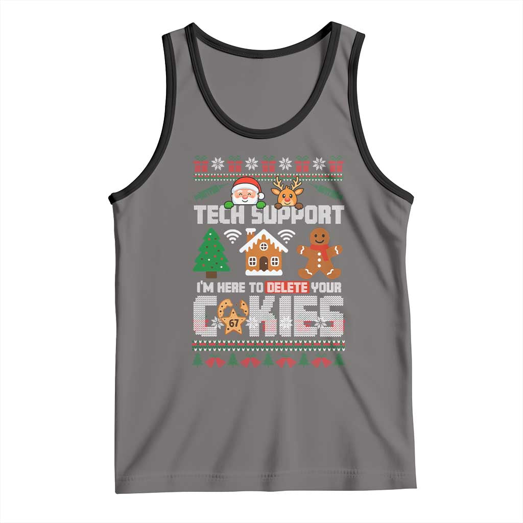 Funny Tech Support Christmas Tank Top I Am Here To Delete Your Cookies TS14 Deep Heather Black Print Your Wear