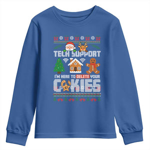 Funny Tech Support Christmas Youth Sweatshirt I Am Here To Delete Your Cookies TS14 Royal Blue Print Your Wear