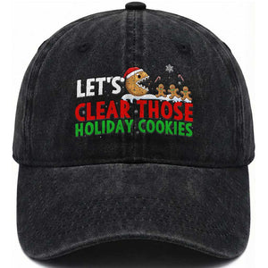 Tech Support Christmas Washed Cotton Baseball Cap Let Is Clear Those Holiday Cookies TS14 Washed Cap Universal Fit Black Print Your Wear