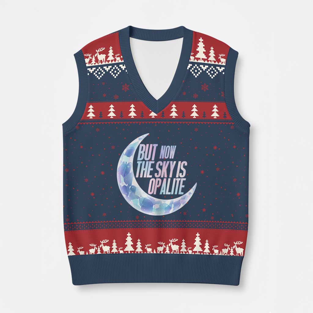The Sky Is Opalite Moonstone Mystical Crystal Lover V-Neck Knit Sweater Vest TS14 Navy Red Print Your Wear