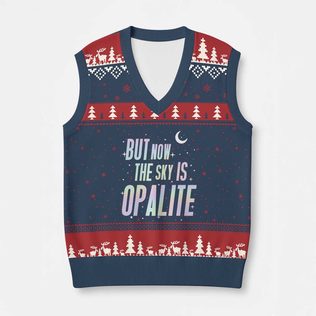 Opalite Costume Mystical Crystal Lover V-Neck Knit Sweater Vest TS14 Navy Red Print Your Wear