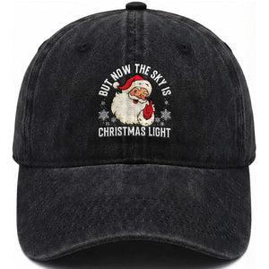 Santa Opalite Christmas Washed Cotton Baseball Cap But Now The Sky Is Xmas Light TS14 Washed Cap Universal Fit Black Print Your Wear