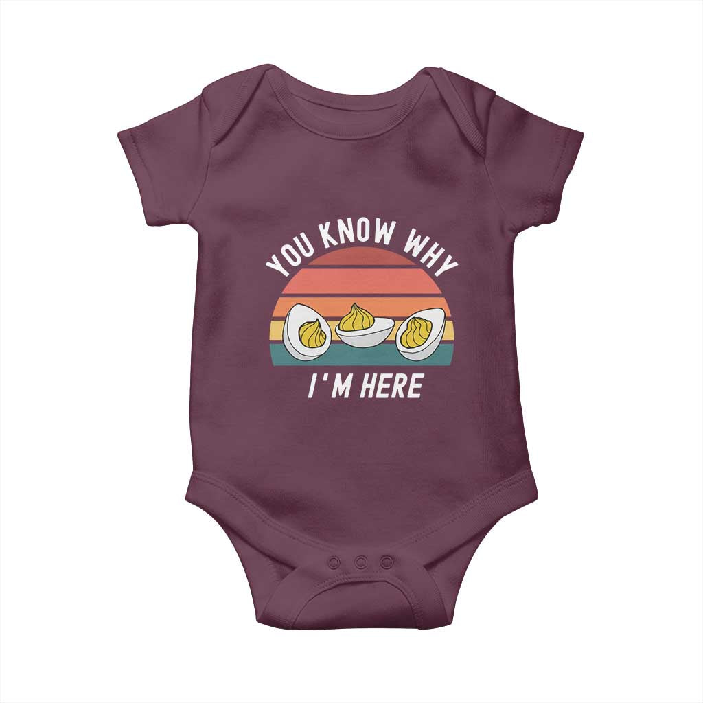 Funny Thanksgiving Dinner Baby Onesie You Know Why I Am Here TS14 Maroon Print Your Wear