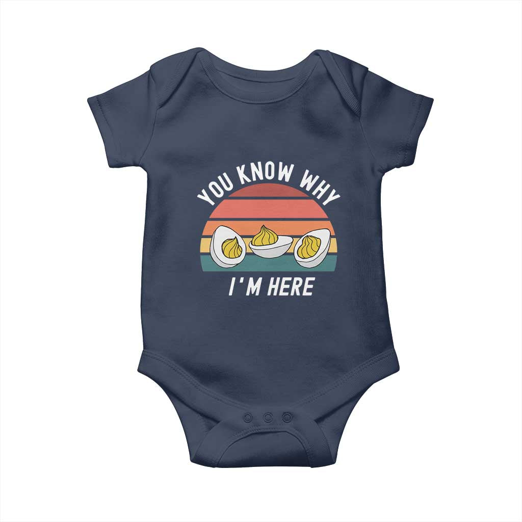 Funny Thanksgiving Dinner Baby Onesie You Know Why I Am Here TS14 Navy Print Your Wear