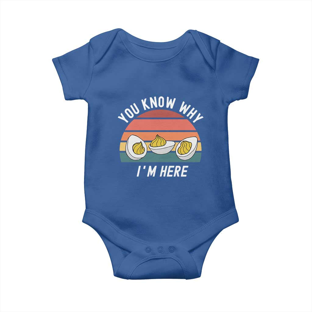 Funny Thanksgiving Dinner Baby Onesie You Know Why I Am Here TS14 Royal Blue Print Your Wear