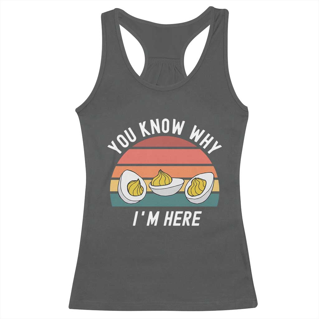 Funny Thanksgiving Dinner Racerback Tank Top You Know Why I Am Here TS14 Dark Heather Print Your Wear