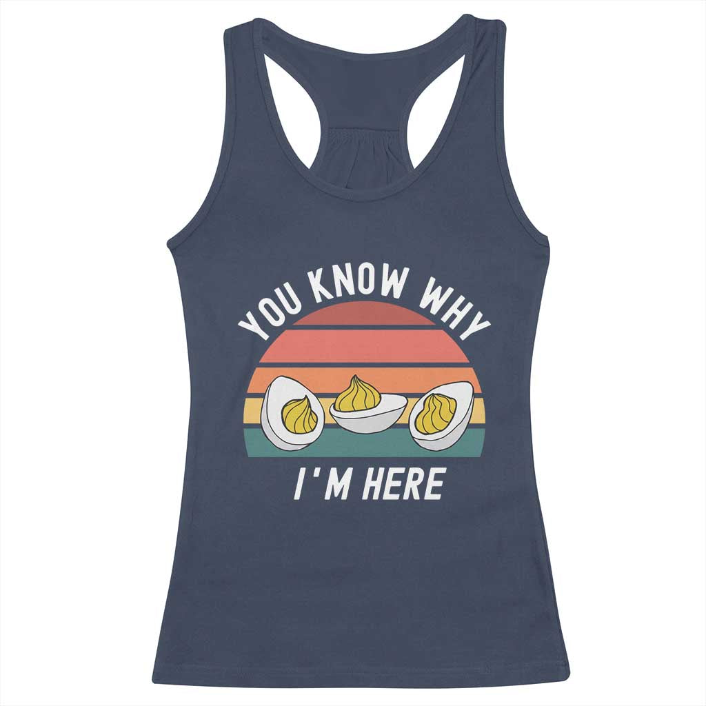Funny Thanksgiving Dinner Racerback Tank Top You Know Why I Am Here TS14 Navy Print Your Wear