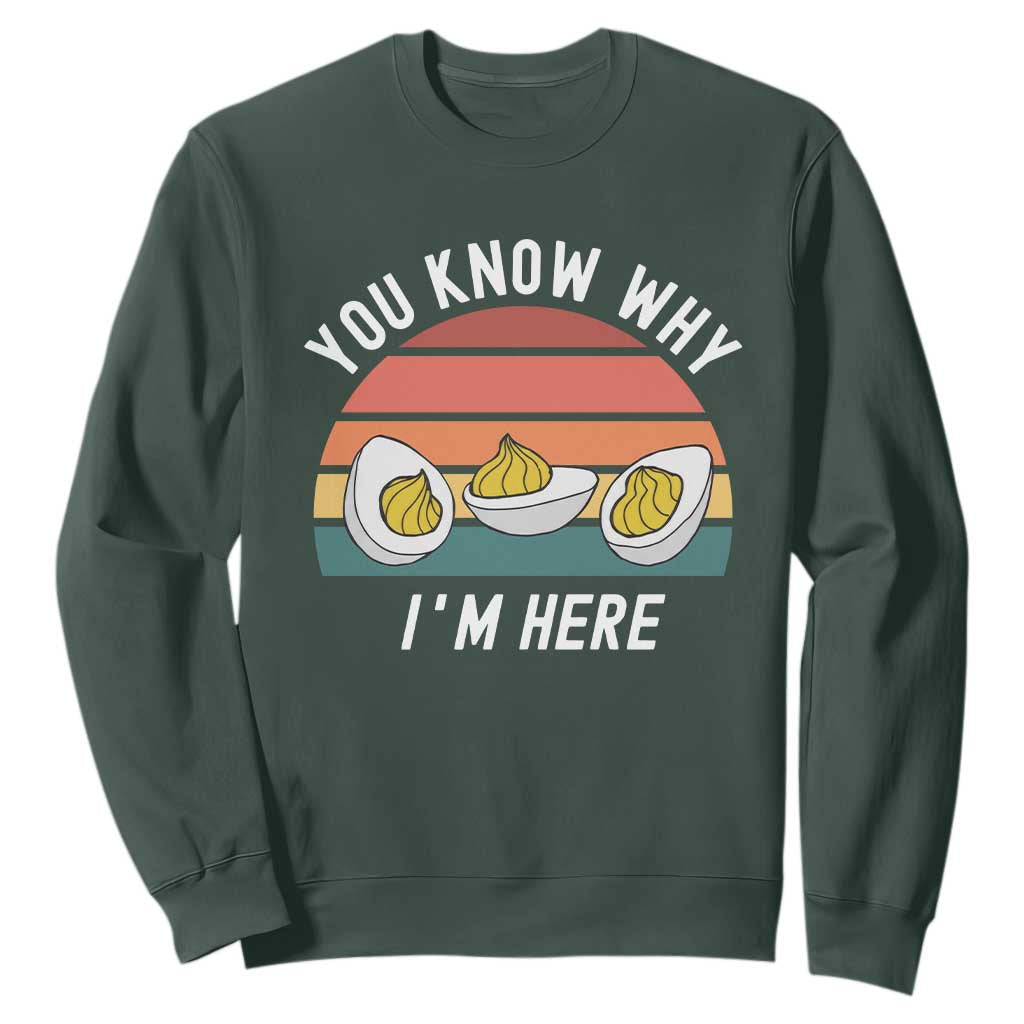Funny Thanksgiving Dinner Sweatshirt You Know Why I Am Here TS14 Dark Forest Green Print Your Wear