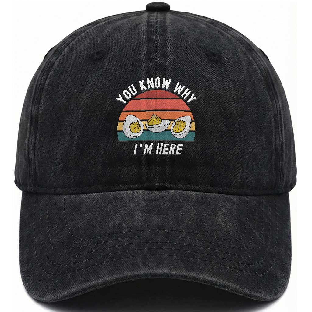 Funny Thanksgiving Dinner Washed Cotton Baseball Cap You Know Why I Am Here TS14 Washed Cap Universal Fit Black Print Your Wear