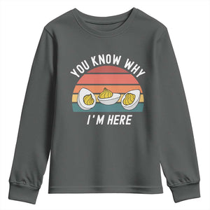 Funny Thanksgiving Dinner Youth Sweatshirt You Know Why I Am Here TS14 Dark Heather Print Your Wear