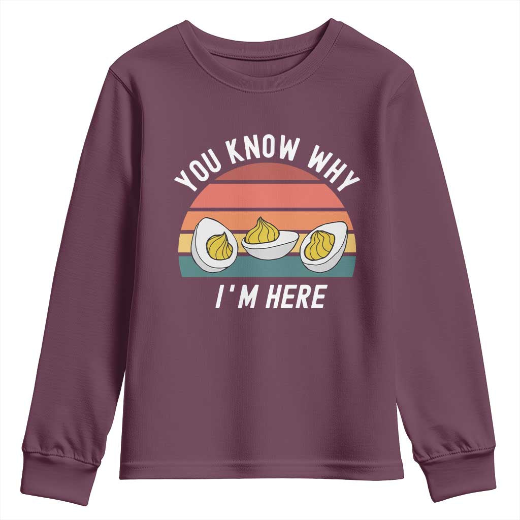 Funny Thanksgiving Dinner Youth Sweatshirt You Know Why I Am Here TS14 Maroon Print Your Wear