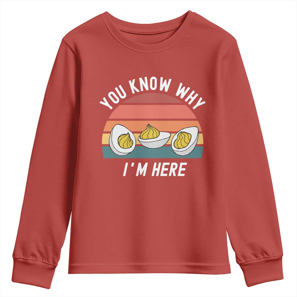 Funny Thanksgiving Dinner Youth Sweatshirt You Know Why I Am Here TS14 Red Print Your Wear