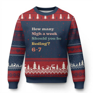 67 Six Seven Meme Ugly Christmas Sweater How Many Nights Reading 67 TS14 Navy Red Print Your Wear