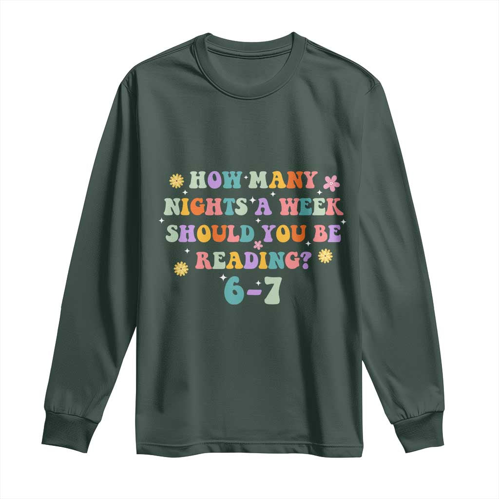 67 Six Seven Meme Long Sleeve Shirt Funny Reading Book Lover TS14 Dark Forest Green Print Your Wear