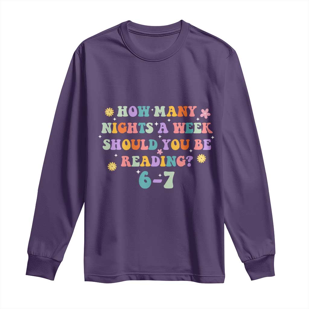 67 Six Seven Meme Long Sleeve Shirt Funny Reading Book Lover TS14 Purple Print Your Wear