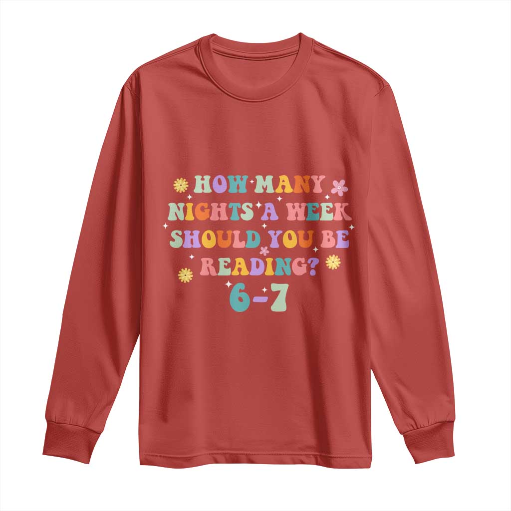67 Six Seven Meme Long Sleeve Shirt Funny Reading Book Lover TS14 Red Print Your Wear
