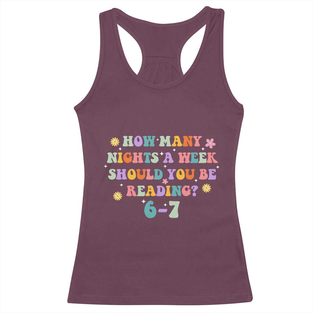 67 Six Seven Meme Racerback Tank Top Funny Reading Book Lover TS14 Maroon Print Your Wear