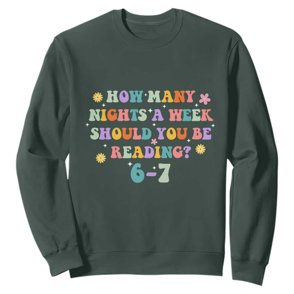 67 Six Seven Meme Sweatshirt Funny Reading Book Lover TS14 Dark Forest Green Print Your Wear
