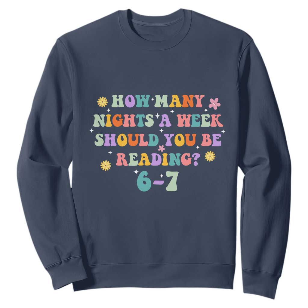 67 Six Seven Meme Sweatshirt Funny Reading Book Lover TS14 Navy Print Your Wear