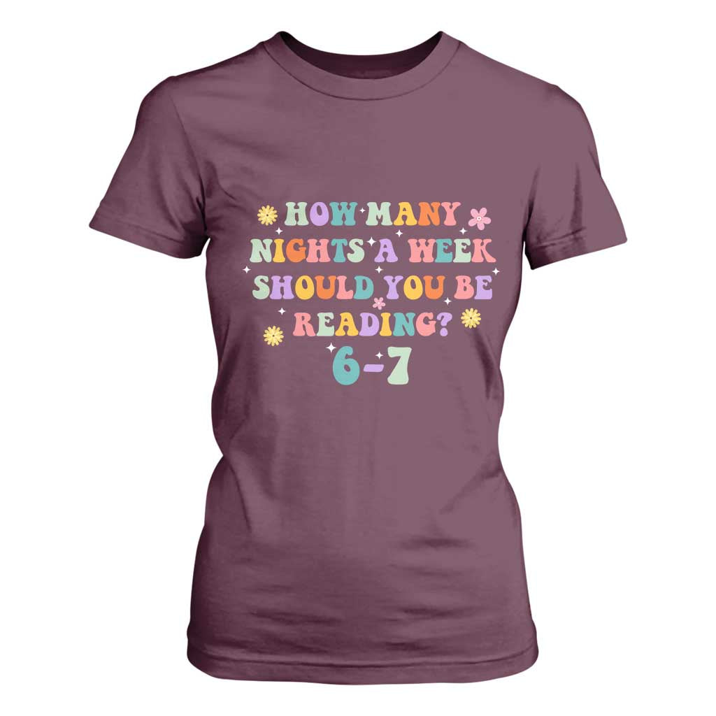 67 Six Seven Meme T Shirt For Women Funny Reading Book Lover TS14 Maroon Print Your Wear